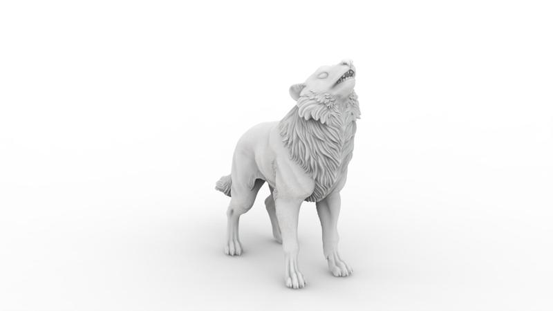 Wolf Howling 3D Sculpture Model