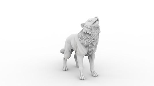 Wolf Howling 3D Sculpture Model