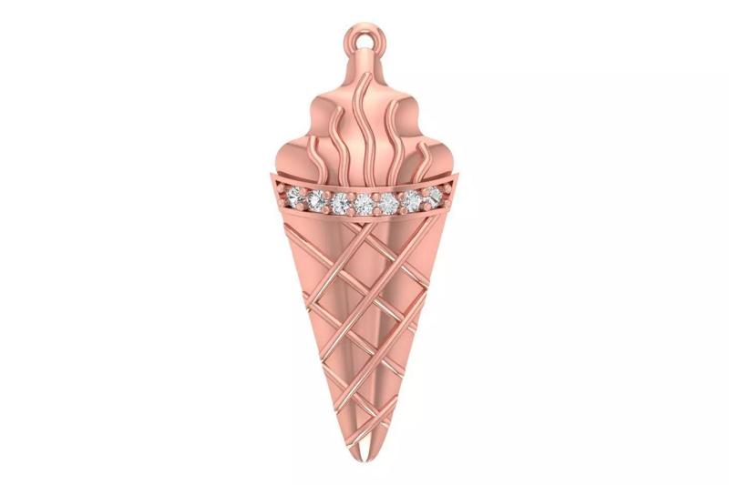 Childran Ice Cream Corn Pendant 3dm STL OBJ FBX Renders Details