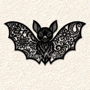 Midnight Floral Bat Wall Art Home Decor
