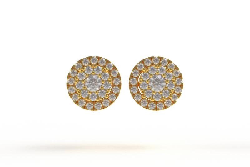 00022 Round Diamond Halo Stud Earring