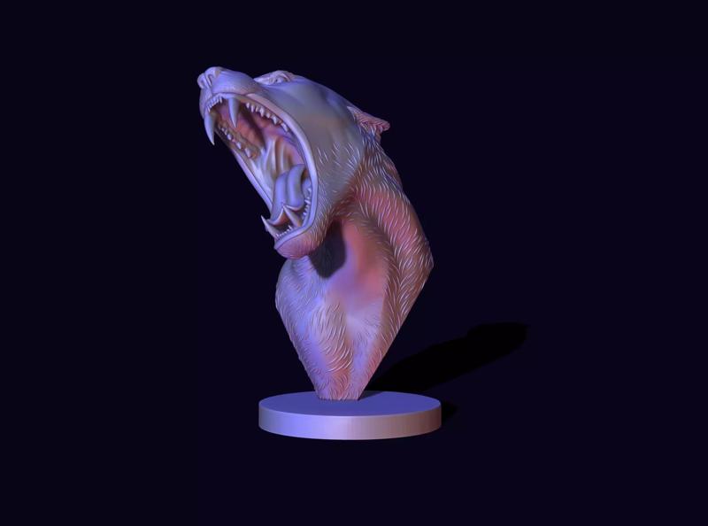 3D bust of a lioness