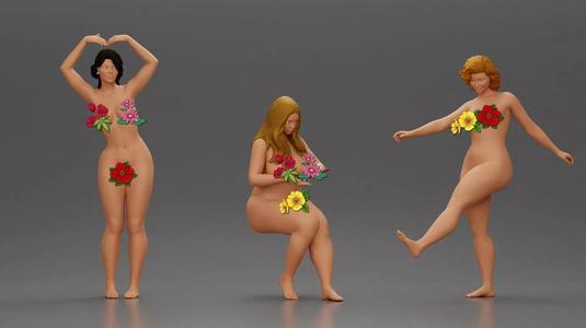 3 Naked women July 1