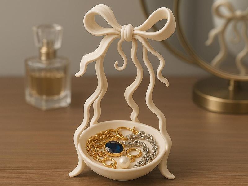Coquette Bow Jewelry Holder Elegant Catchall Dish