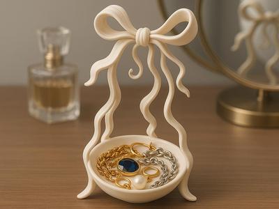 Coquette Bow Jewelry Holder Elegant Catchall Dish