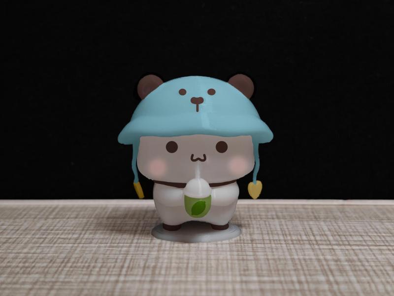 Couple Bear Series - Yier Squatting with a Small Bear Hat (Couple Bear-squat Bear Hat Yier)