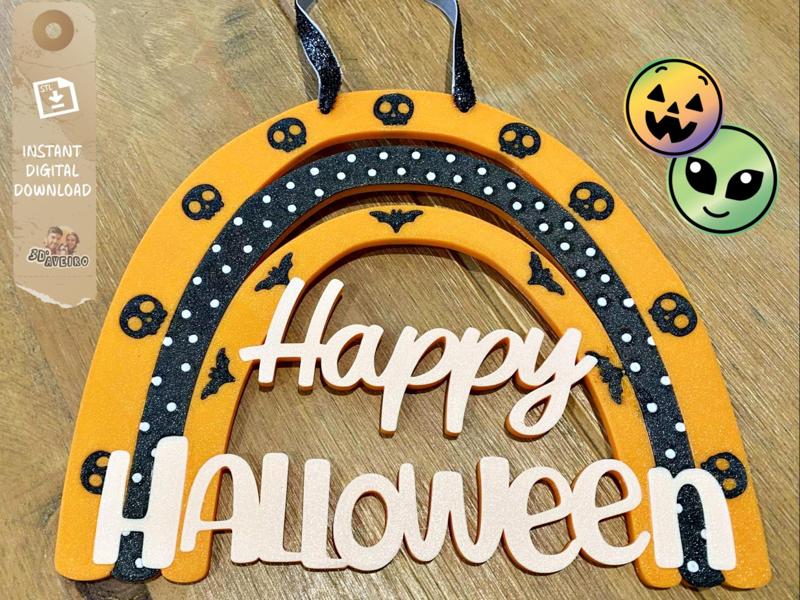 Happy Halloween RAINBOW Door Sign | Same Layer