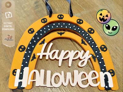 Happy Halloween RAINBOW Door Sign | Same Layer