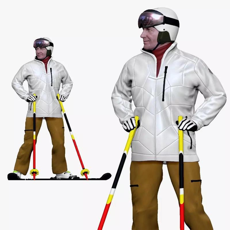 001200 skiman in white jacket khaki pants 3dp