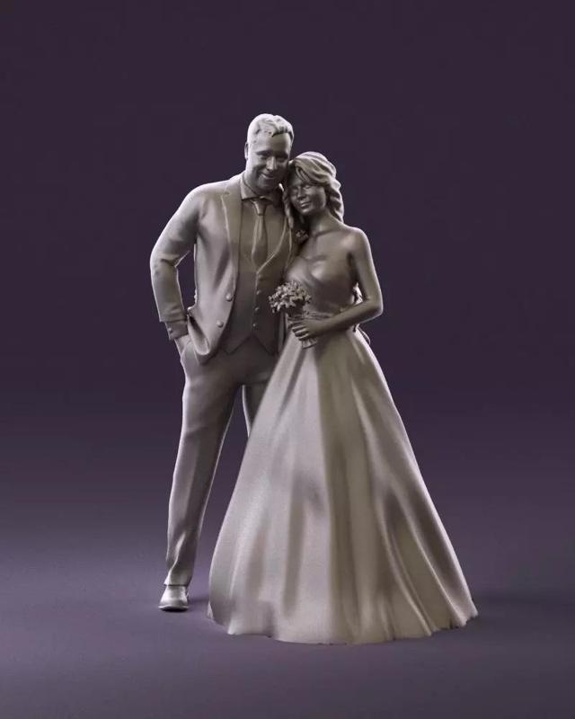 001062 wedding blonde woman man in blue 3D Print Ready