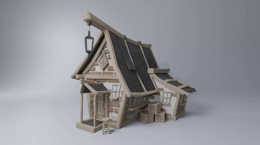 Medieval Cottage Low-poly 3D Print Model