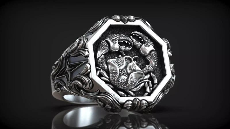 Zodiac Sign Cancer Star Symbol Royal Style Signet