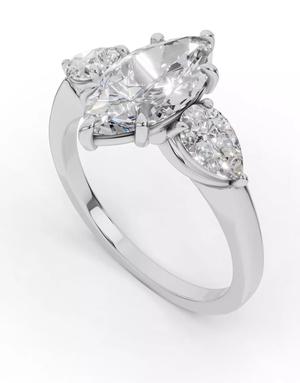 Tri-Shine Elegance Marquise Ring