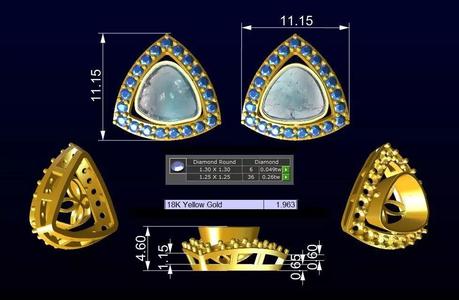 Polki Diamond Earring - Gold Cluster Tops No3