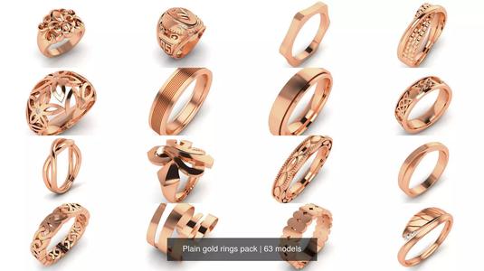 63 Plain gold rings pack 3D Model Collection