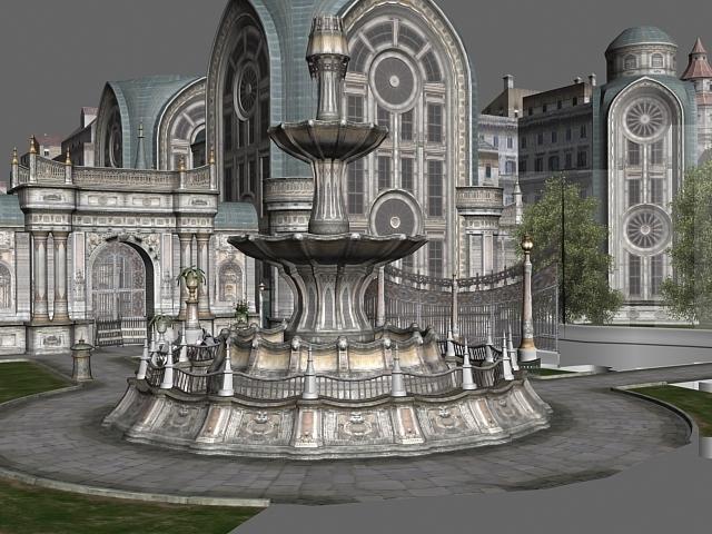 Gothic city building scene 3D model