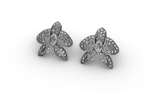 Floral Earrings with Diamonds - Brinco Floral com Diamantes
