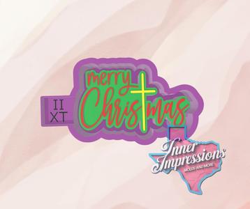 Merry Christmas Cross Freshie Mold