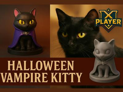 Halloween Black Vampire Kitty