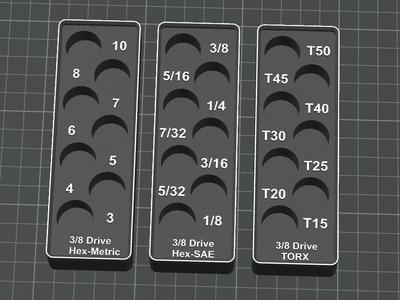 Gridfinity Craftsman 3/8 TORX & HEX (Metric&SAE) 