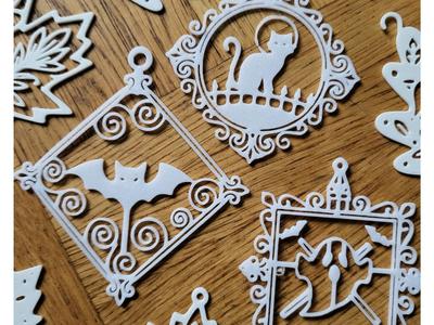 Spooky Halloween Ornaments – Ghost, Cat & Bat Set