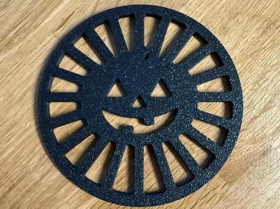 Pumpkin Sunburst Coaster — Jack-O’-Lantern Trivet