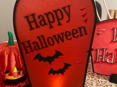 Happy Halloween Gravestone with LED Candle Modular 