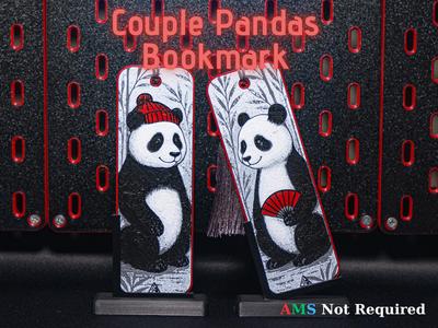 Romantic Panda Couple - Hueforge Bookmarks