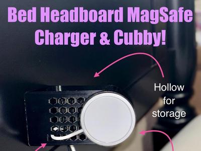 Bed Headboard MagSafe Charger & Cubby