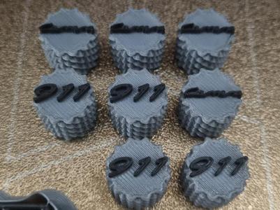 Tire valve cap Porsche Carrera and 911 logo