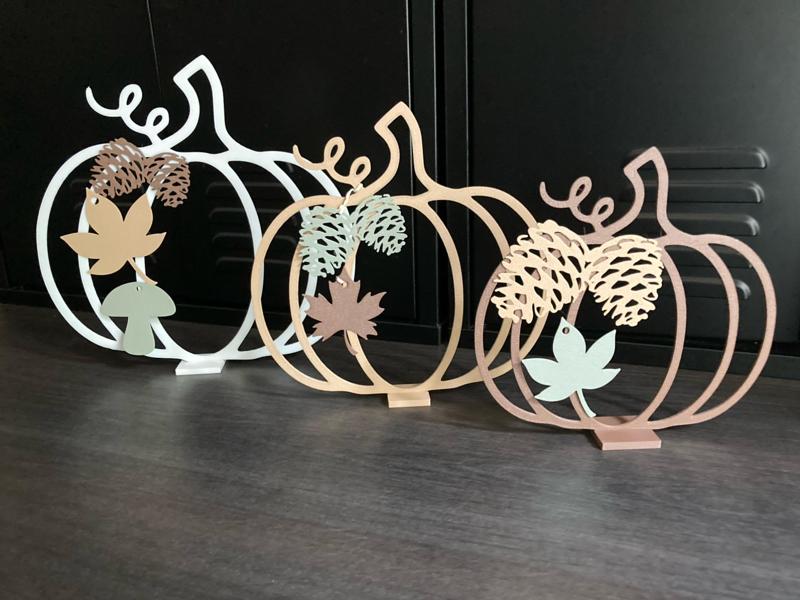 Pumpkin fall decoration with mini ornaments