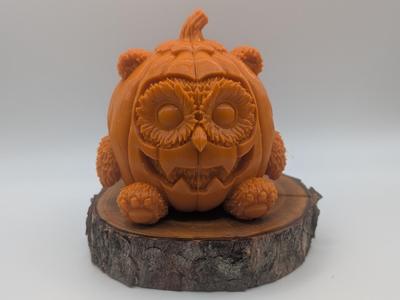 Adorable Halloween Owlbear in a Pumpkin Costume