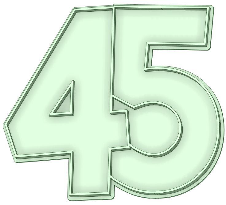 Number 45 shared 75mm cookie cutter