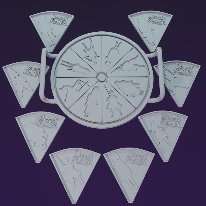 🍕 Demon Slayer Pizza Board & Plates Set | Tanjiro, Nezuko, Inosuke, Zenitsu & More | 3D STL Model | COMMERCIAL LICENSE