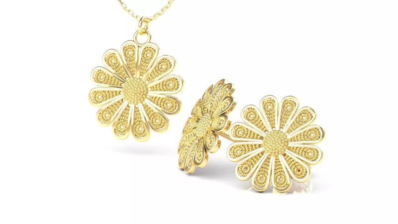 Filigree Flower Stud and Pendant 4 Daisy