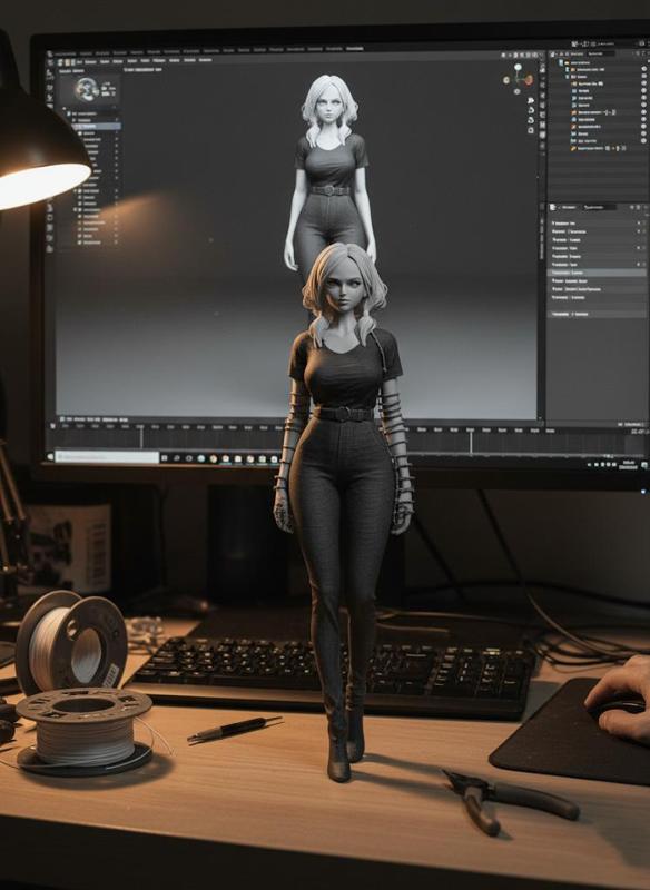 Stylish 3D printed figure of a city girl