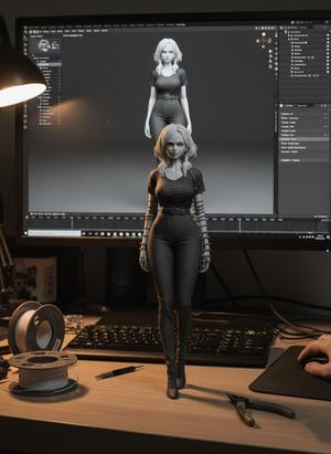 Stylish 3D printed figure of a city girl