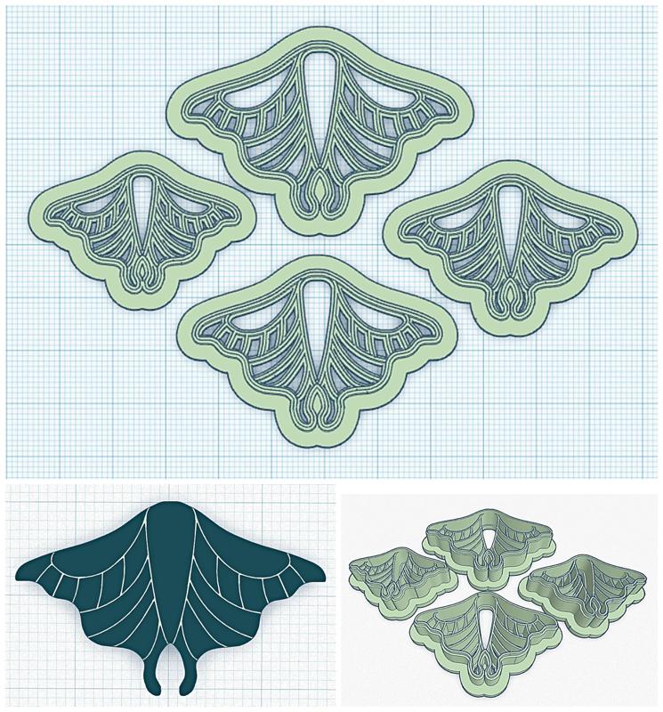 Luna Moth shape embossing polymer clay cutter/stamp