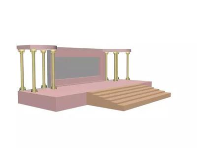 STAGE 3D MODEL with columns and steps