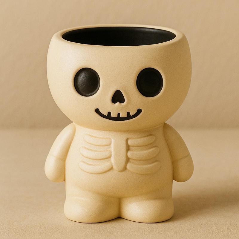 Calavera, maceta, decoración, hogar, porta objetos, dulcero, fiesta, Halloween,