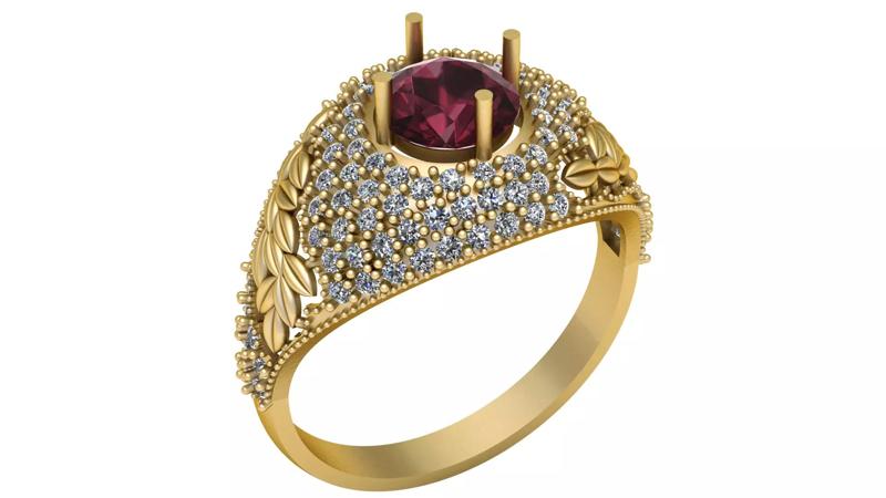 RED RUBY ENGAGEMENT RING 3D PRINTABLE MODEL