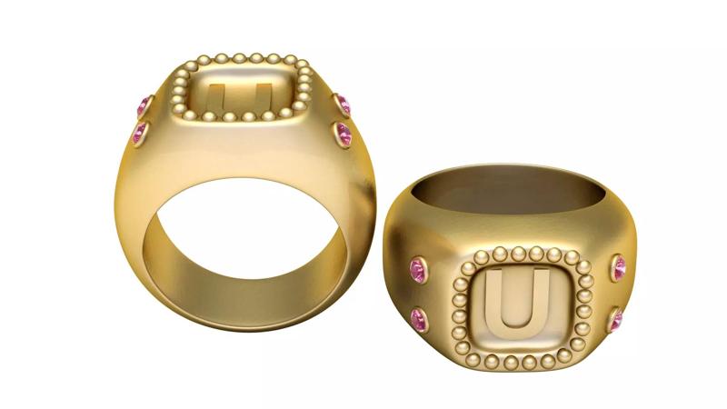 U ALPHABET RING 3D PRINTABLE MODEL