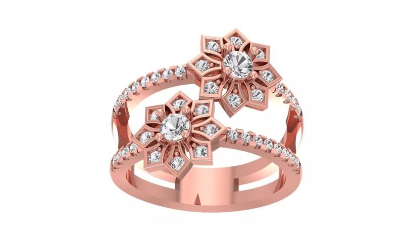 Women Wedding Engagement Flower Bridal Ring