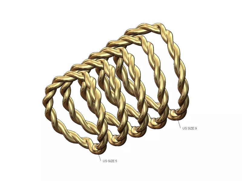 Curved thin braided wire stacker ring US sizes 5to9