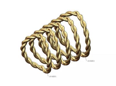 Curved thin braided wire stacker ring US sizes 5to9
