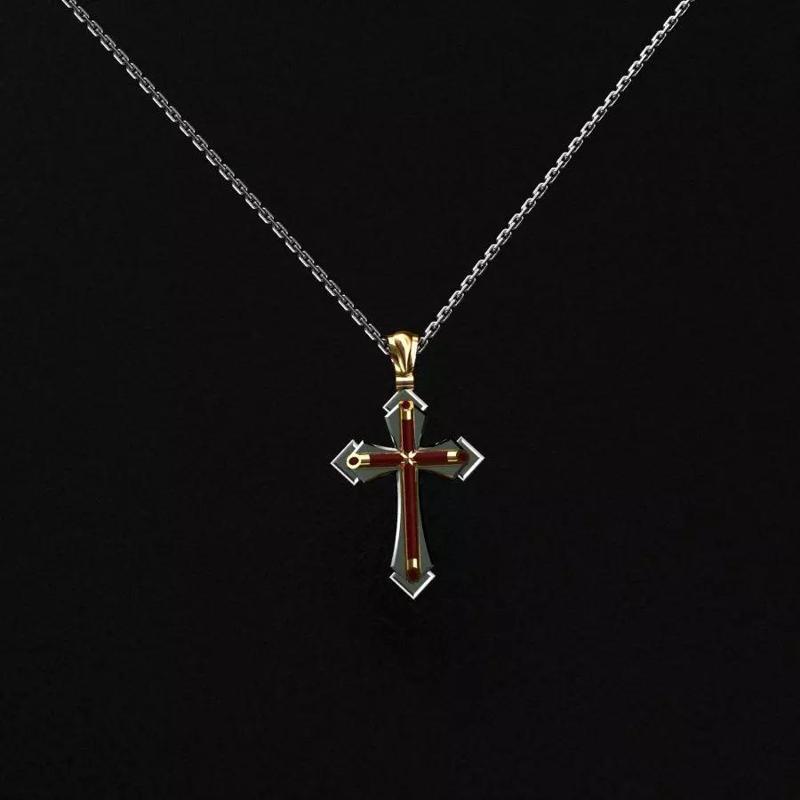 Cross emerald enamel pendant