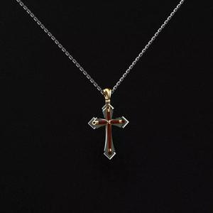 Cross emerald enamel pendant