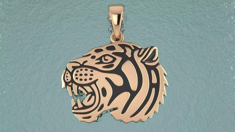 3dm and stl tiger pendant printable jewelry model