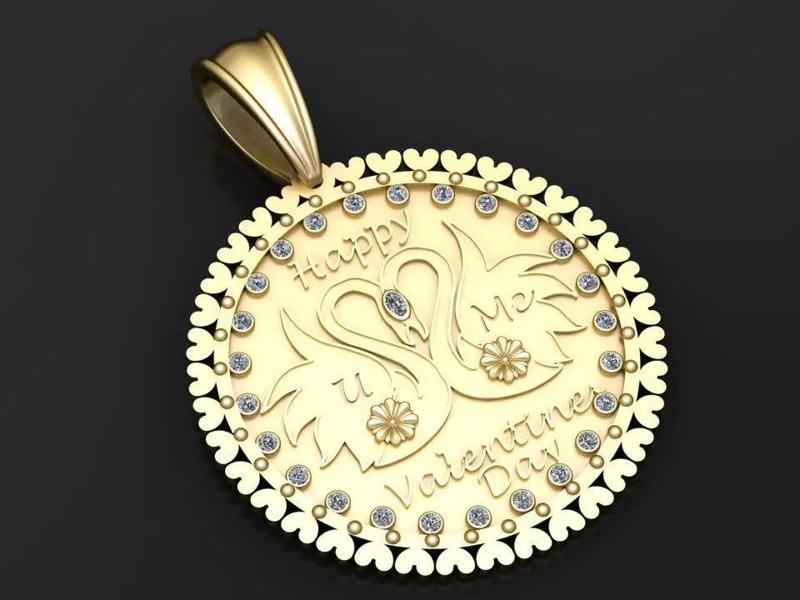 HAPPY VALENTINE DAY COIN PENDANT 3D PRINTABLE MODEL