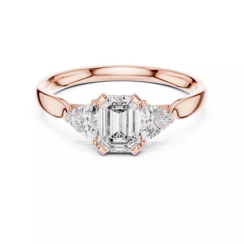 Three Stone Emerald and Trillion Cut Wedding Ring 3DM STL Video